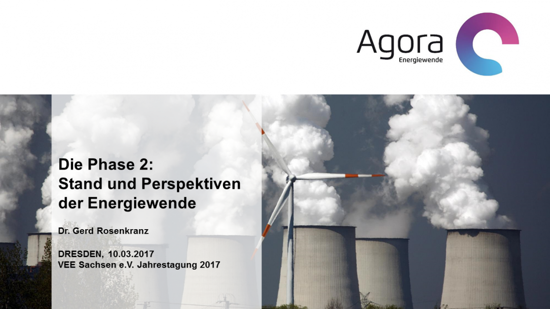 Mitschnitt des Fachvortrages "Die Phase 2: Stand und Perspektiven der Energiewende" von Dr. Gerd Rosenkranz, Agora Energiewende, zur VEE-Jahrestagung 2017